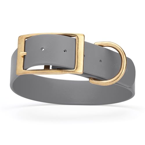 Image of Viper Biothane Heavy Duty Waterproof Dog Collar Strong Coated Nylon Webbing w /Solid Brass Hardware Odor-Proof Easy to Clean High Performance Fits Small Medium or Large Dogs, Battleship Gray
