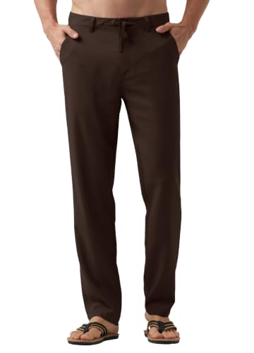 Image of Willit Men's Linen Pants Casual Lightweight Drawstring 29 inch 30 inch 32 inch