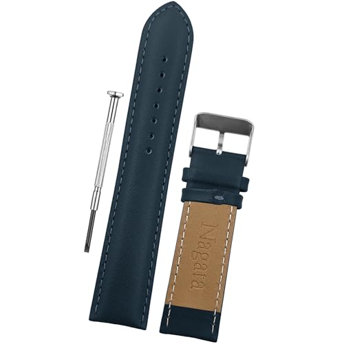 Image of DBLACK ''NAGATA'' Leather Watch Strap, Fully Stitched Matte Finish Watch Belt / / For 18mm, 20mm, 22mm, or 24mm Full-Padded Watch Band (Choose Your Size & Color)