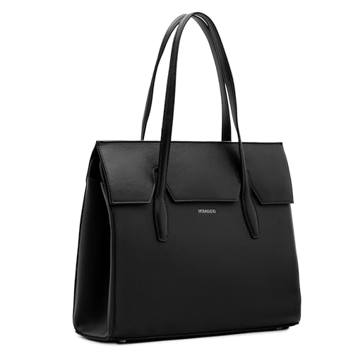 Image of Miraggio Clea 14 Inch Laptop Tote Bag For Women Office Use | Office Tote Bag With Padded Laptop Sleeve And Zipper Closure | Stylish Totes