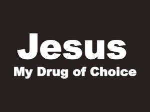 Autocollant vinyle Jesus My Drug of Choice sticker spirituel blanc