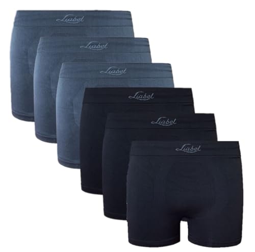 Liabel Slip/Boxer da Uomo Seamless Confezione da 6Pz – Mutande da Uomo in Microfibra Senza Cuciture Made in Italy (LXL, Boxer 3neri,3grigi)