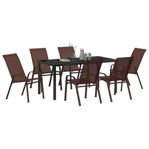 vidaXL Conjunto de Comedor de Jardín 7 pcs Marrón y Negro