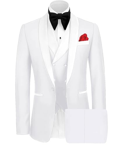 Wangyue Mens Tuxedo Suit for Men 3 Piece Suit Men Slim Fit Suits One Button Shawl Lapel Wedding Suit Tuxedos Prom Suit