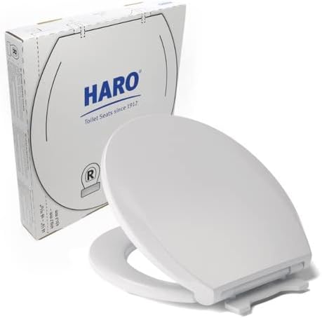 HARO | ROUND Toilet Seat | Slow-Close-Seat | Heavy-Duty up to 550 lbs, Quick-Release & Easy Clean, Fast-Fix-Hinge, No-Slip Bumpers White | Premium-Duroplast > Scratch Resistant | 16.5" x 14.5" x 2.32"