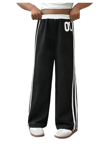 Milumia Girl's Number Graphic Striped Sweatpants Baggy Elastic Waist Wide Leg Trousers