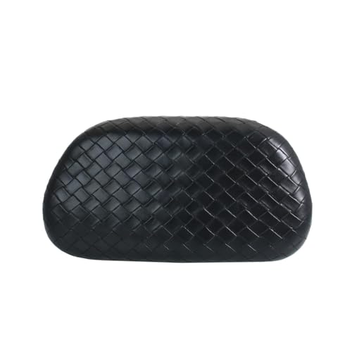 Image of Women Woven PU Leather Clutch Box Metal Handle Evening Bag Trendy Leather Handbag Weave Shoulder Purse for Causal