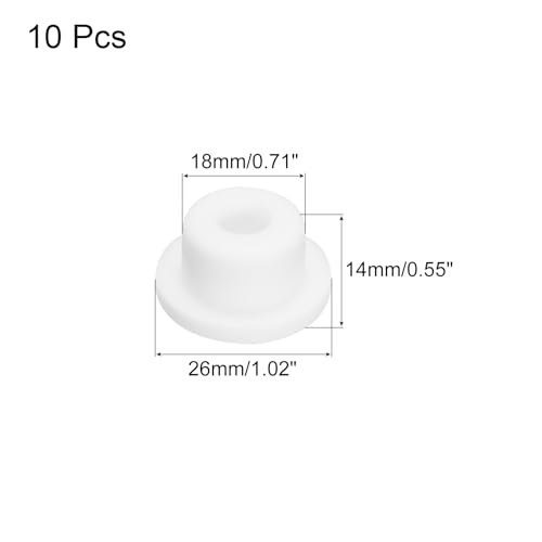 Image of MECCANIXITY High Temp Silicone Plug Mount Dia 18mm /0.71 Inch T Shaped Rubber Stopper Hole Plugs for Powder Coating Plating Waterproof Sealing Plugs White Pack of 10(OD 26mm /1.02 Inch)