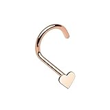 20G Rose Gold Heart Nose Screw Ring
