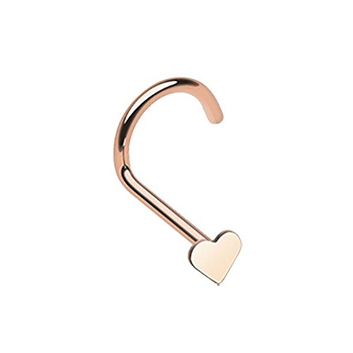 Inspiration Dezigns 20G Rose Gold Heart Nose Screw Ring