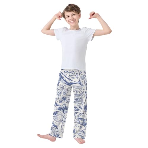 Boys' Pants Sea Blue Whale Dolphin Turtle Long Bottoms Jogger Pants Elastic Waist Trousers with Pockets S-XL2