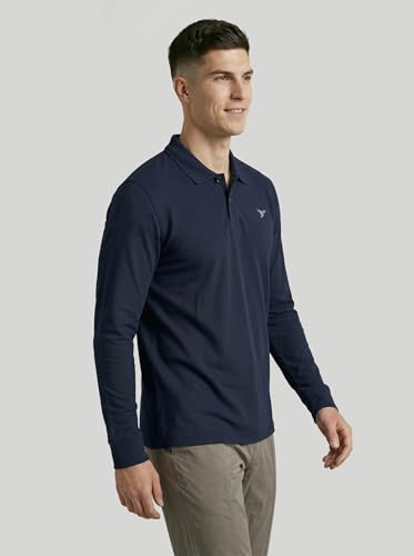Image of TECHNOSPORT Men's Solid Full Sleeve Polo T-Shirt MATPIQ Quick Dry Slim Fit Sports Tee for Travel Casual Smart Wear UPF50+ Anti Odour