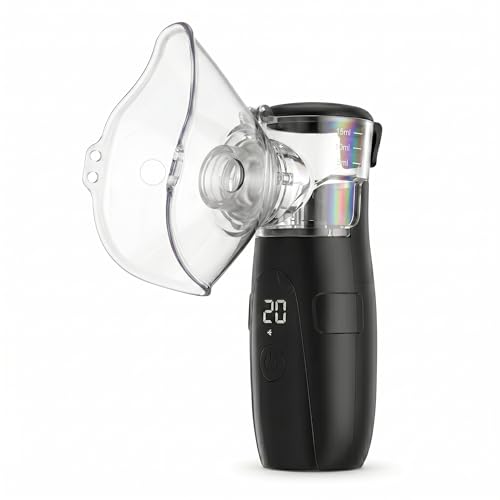 Image of Portable Ultrasonic Mesh Nebulizer Machine Cool Mist Inhaler for Adults & Kids (Black)