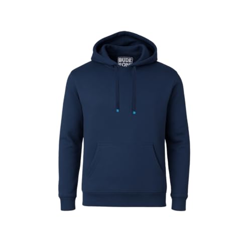 DudeRobe Mens Reversible Hoodie Cotton Pullover Hooded Sweatshirt for Men with Towel Lining | Gym Workout & Lounge Wear | Hoodie for Men As Seen on Shark Tank Navy Blue M