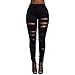 VICVIK High Waist Women Knee Skinny Denim Distressed Ripped Boyfriend Jeans (L, BLACK)