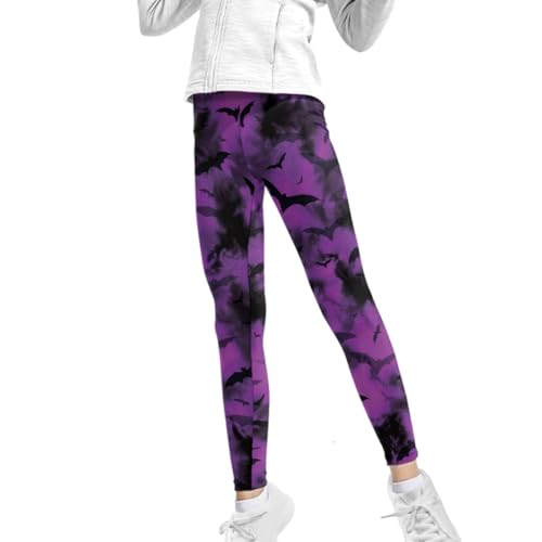 JooMeryer Girls Unique 3D Halloween Pumpkin Bat Printed Long Pants Casual Running Workout Leggings2