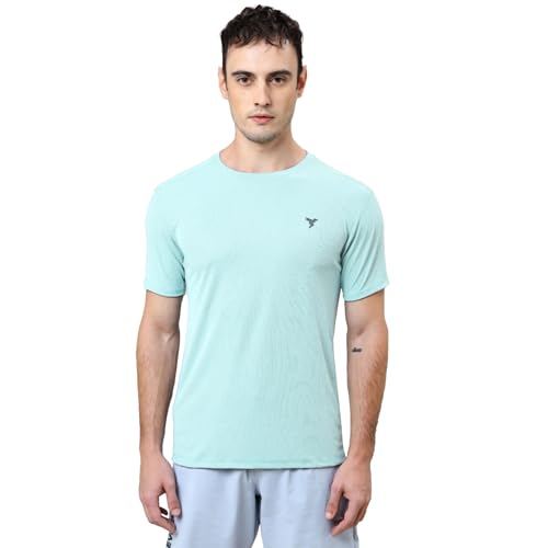 Image of TECHNOSPORT Men's Slim Fit Polyester Activewear Sports T-Shirt with Moisture-Wicking Comfort for Workout, Running & Gym
