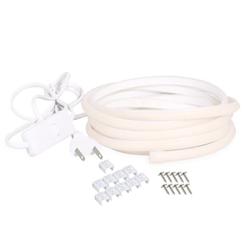 Image of AC 110v LED Light Strip IP65 Waterproof Strip Lights 9.84 ft Cuttable Rope Light Super Bright 320LEDs 4000K White LED Lights with US Plug for Bedroom Kitchen Under Cabinet Ceiling