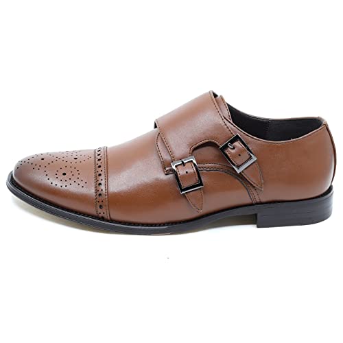 Metrocharm MC300 Men's Double Monk Strap Cap Toe Slip On Loafers Dress Shoes2