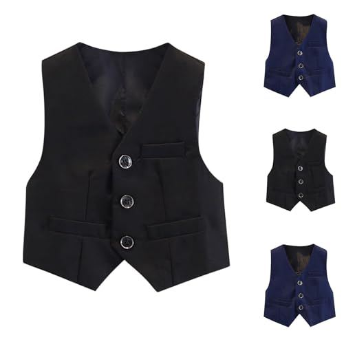 Boys Girls Button Down Cute Suit Vest Casual Sleeveless Wedding Prom Party Waistcoat for Kids 2-15 Years2