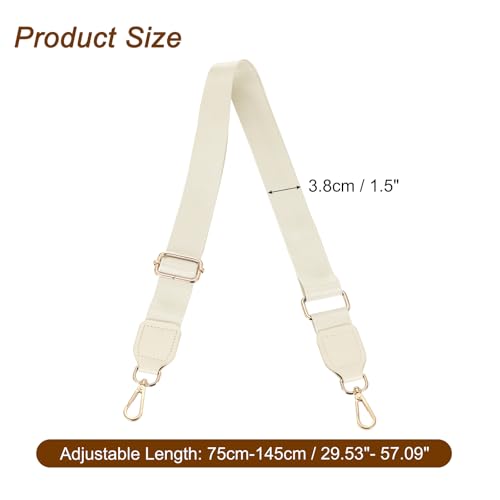 Image of uxcell Wide Shoulder Strap, 3.8cm Adjustable Purse Strap Replacement Crossbody Strap for Shoulder Bag Handbag, Beige, Gold Square Mouth Buckle