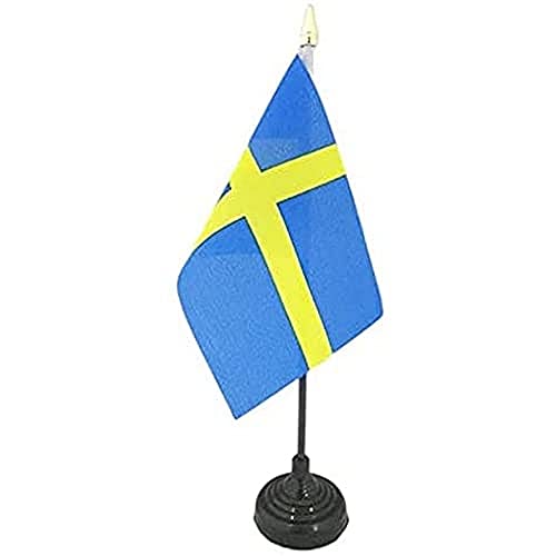 AZ FLAG - Tischflagge Schweden - 15x10 cm Goldene Splitze - Schwedische Tischfahne 10 x 15 Cm - Flaggen