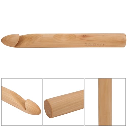 Image of Aqur2020 30mm Large Thick Crochet Hook, 24.7cm Wooden Knitting Needle for Chunky Yarn, Hand Weaving Tool for DIY Crafts Hats Pet Mats