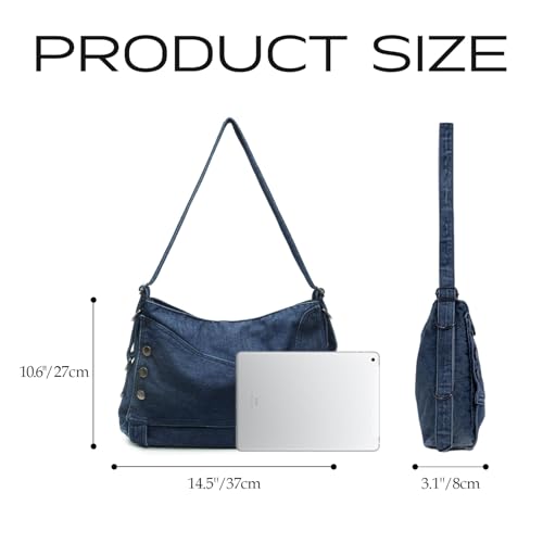 Denim Shoulder Bags for Women Retro Jean Hobo Purse With Adjustable Strap Large Tote Handbags2