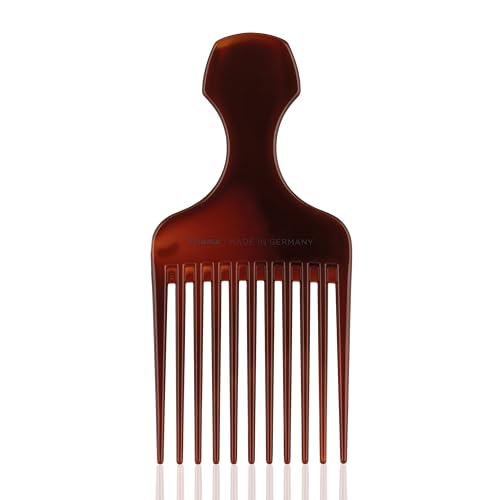 TITANIA Afropam (marron) • Peigne à friser grossier avec poignée pour cheveux afro • Coiffage...