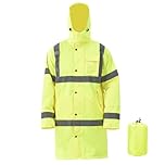 AYKRM High-Visibility Waterproof Rain Jacket for Men - Keep Dry and Stay Visible in the Rain with this Lightweight Yellow Raincoat