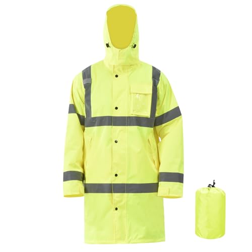 AYKRM Hi-Vis Waterproof Jacket, Keep Dry and Visible in the Rain, High Visibility Raincoat, Perfect for Outdoor Activities