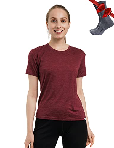Merino Wool Base Layer Tee and Hiking Socks for Women