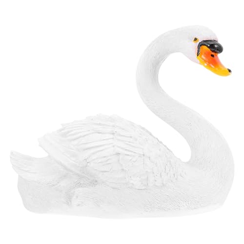 NUOBESTY Statue de Cygne Flottant en Résine Naturelle Petite Figurine Blanche pour Bassin de Jardin Décoration Extérieure Étang Ornement Jardin Résistant sans Odeur