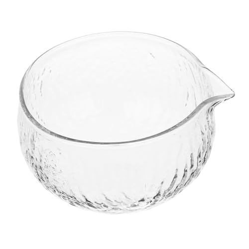 Unomor Japanese Tea Bowl with Spout Matcha Glass Classical Teacup for Daily Use