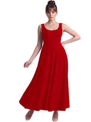 Image of Aahwan Solid Fit and Flared Round Neck Midi Dress for Women's & Girl's