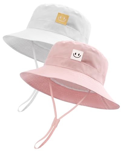 Image of FURTALK Baby Sun Hat Smile Face Toddler Boys Girls Bucket Hat 0-5 Years Kids UPF 50+ Sun Protection Summer Hats