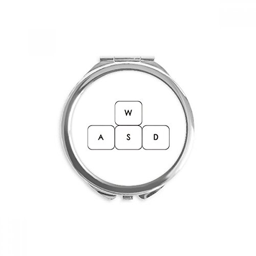 Miroir rond clavier symbole ASWD de maquillage portable et de poche multicolore