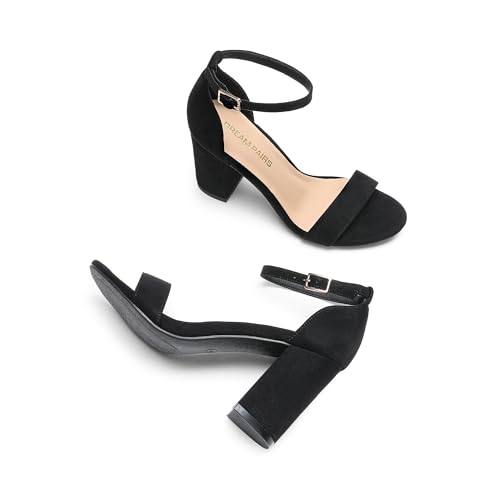 Image of DREAM PAIRS Heels for Women Chunky Block Heel Open Toe Ankle Strap 3.5 Inch Heeled Sandals for Party Date Wedding