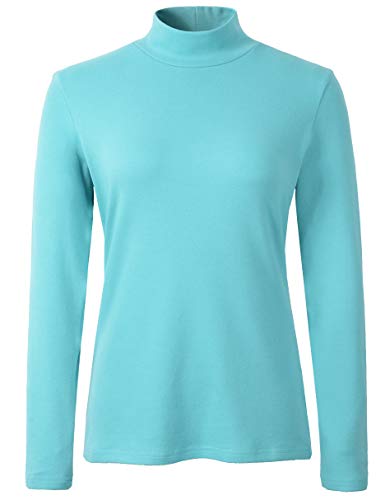Image of Women's Cotton Mock Turtleneck Long Sleeve Basic Thermal Top
