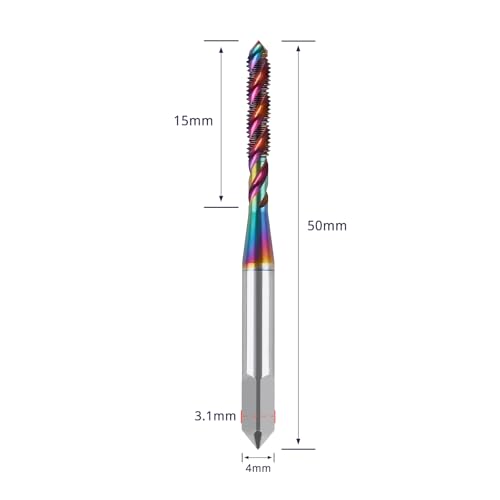 Wexwe WESF2024622 Tools Dlc Coating Spiral Flute Taps High Speed Steel (Hss) 3 Flutes Machine Screw Tap Set Metric M2 M2.5 M3 M4 M5 M6 M8 M10 M12 Thread Tapping Tool 9Cps thumb #3