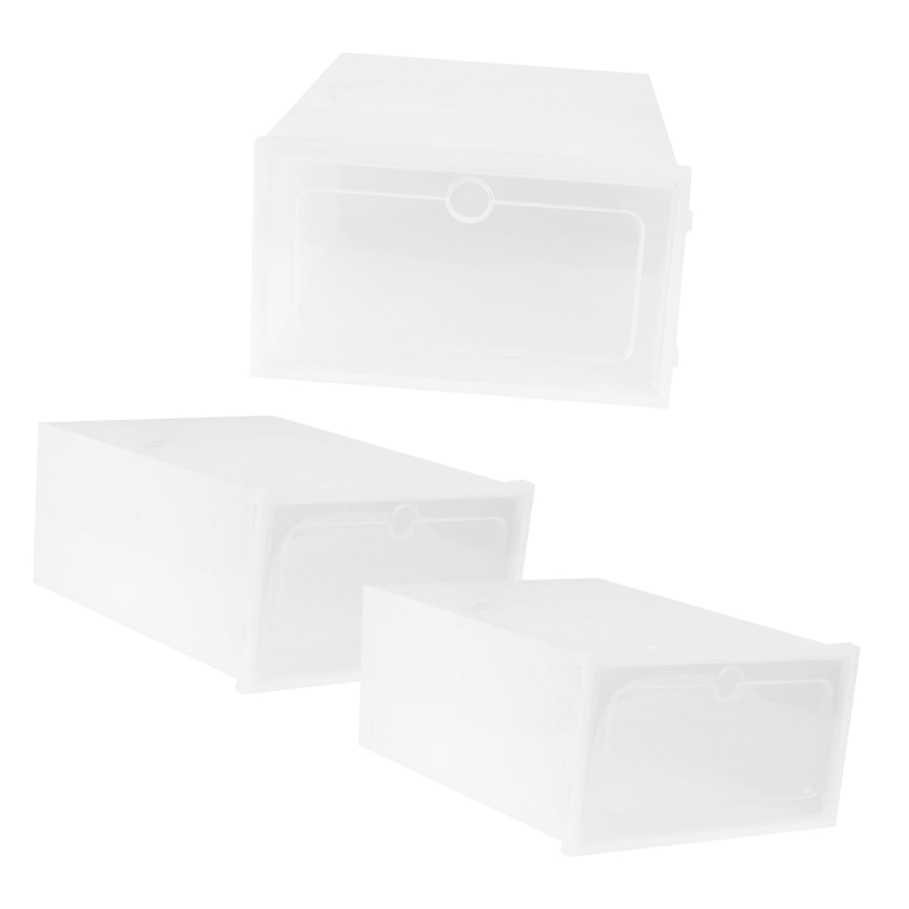 LALADEFIEE 3pcs Stackable Shoe Storage Boxes Clear Plastic Organizer with Convenient Cover for Shoes and Items Material for Closet and Under Bed Storage