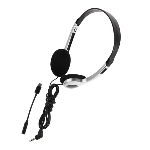 JECOMPRIS Auriculares Supraaurales Vintage Cable en Plata 900 y Negro, Adaptador 3.5 Mm a Type-c, Compatibles Ordenador, Teléfono Móvil y Tablet, Ideales para Uso Escolar y Viajes
