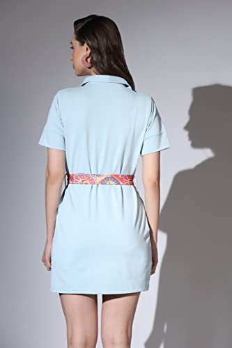 Image of Leriya Fashion Women's Comfortable Lycra Printed Collar Neck Regular Sleeve Solid Midi Body-con Casual Western Stylish Dress | Short Midi Dress for Women.