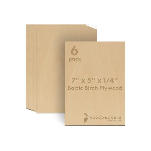1/4 Inch Baltic Birch Plywood 6 mm B/BB Grade Craft Wood for Laser CNC Cutting and Wood Burning by Woodpeckers (6 5 x 7)