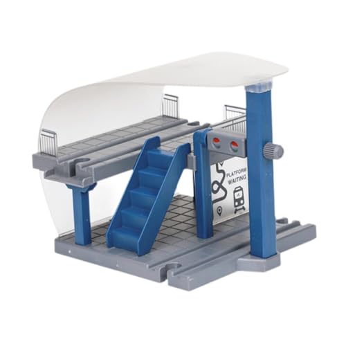 Garende Train Track Accessory Montessori Simulation Station Toy, Station Platform for Train Track for Preschool, Dark Blue