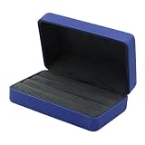 mophrati Custodia per anelli con fodera morbida e coperchio, portagioie da viaggio per donne, per tutti i giorni e per occasioni speciali, scatola per anelli, Blu, 12x8x5cm