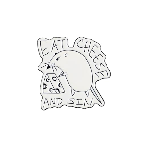 Eat Cheese And Sin Enamel Pin, Funny Rat Meme Brooch Pin, Gift For Cheese Lover Sarcastic Sassy Person, Dark Humor Lapel Badge, Foodie Humor Brooches, Novelty Street Art Decorative Jewelry Accessories For Bag Jacket Hat