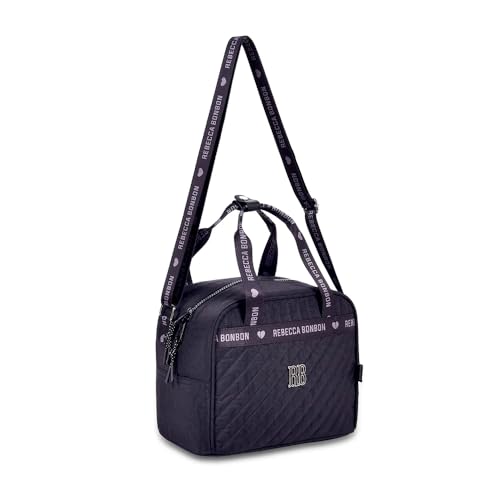 Lancheira Rebecca Bonbon Bolsa Revestimento Térmico Escolar Universitário Marmita Alça Longa (Preto)