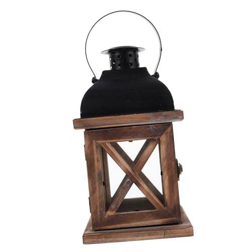 Cabilock European Retro Craft Candlestick Ornaments Delicate Candlestick Iron Art Wooden Candle Lantern Vintage Candle Lantern Exquisite Craft Candleholder Farmhouse Candle Holders