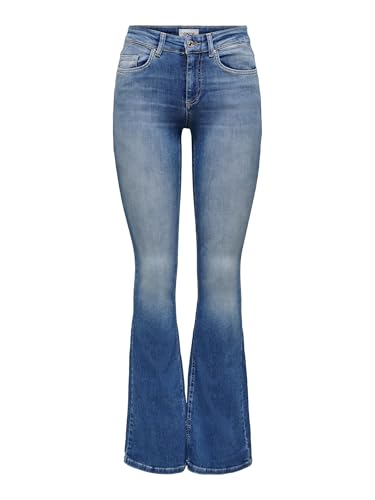 ONLY Damen Onlblush Life Mid Flared Bb Rea1319 Noos Jeans, Medium Blue Denim, L / 32L EU
